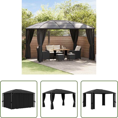 Rideau extérieur - Tonnelle avec rideaux 400x300x265 cm Anthracite (1/5)