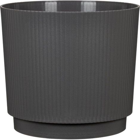 Cache-pot rond - GARDEN ID - Lino - Ø 25 - 7 L - H 22 cm - Anthracite (1/2)