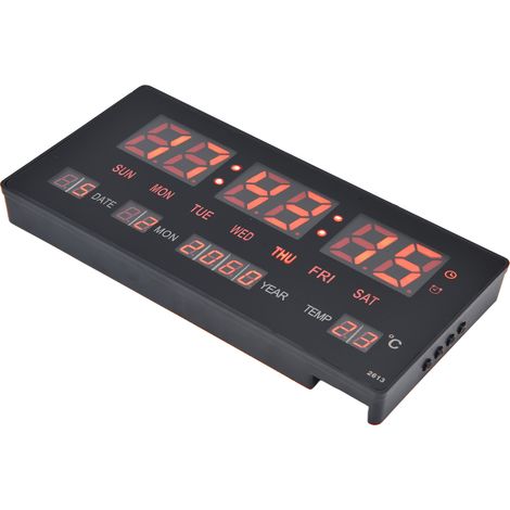 Horloge murale numérique LED, calendrier mural numérique simple, horloge de bureau LED pour chambre, table de chevet, bureau, prise 100-240 V. (1/5)
