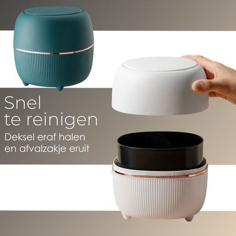 Abfalleimer mit Deckel – Kleiner Mini-Abfalleimer für Arbeitsplatten, Schreibtische, Badezimmer oder Tische – Tischabfalleimer – Schreibtisch- Abfalleimer – Weiß