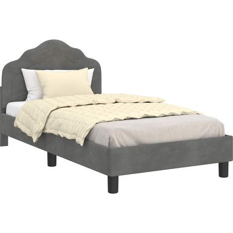 Maison Exclusive - Kinderbettgestell mit Kopfteil Dunkelgrau 80 x