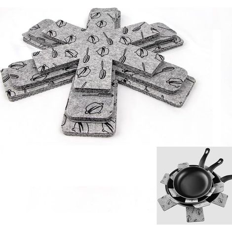 Lot de 12 protections de casseroles et de poêles en feutre pour empiler les séparateurs d'assiettes pour séparer les casseroles et les poêles (1/5)
