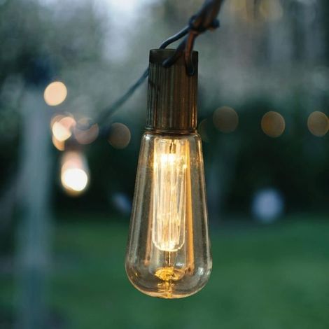 10 ampoules guirlande solaire, LED Edison 2700K, 30 lm, IP44, 6 m, pour extérieur et terrasse
