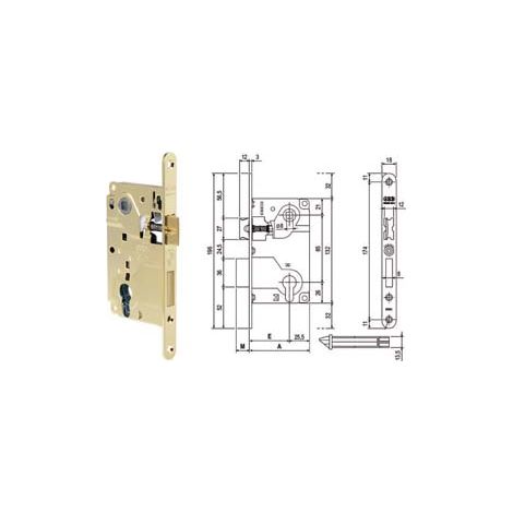 SERRATURA CENTRO CON FORO CILNDRO BORDO TONDO OTTONATO  mm.50 bordo acciaio ottonato (1025.50.03)    AGB