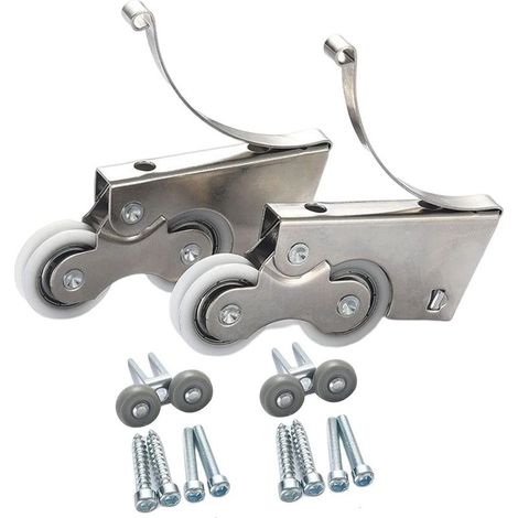 Poulie silencieuse en acier inoxydable  2 roulettes en nylon  Pour rail de porte coulissante  Charge max 100kg (1/5)