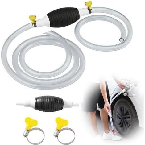 Multifunktionale Flüssigkeitsvakuumpumpe – Manuelle Saugpumpe mit Gummiball, transparenten Schläuchen und Metallklemmen für Benzin, Diesel, Wasser, Öl für Fahrzeuge, Rasenmäher, Aquarien – (1/5)