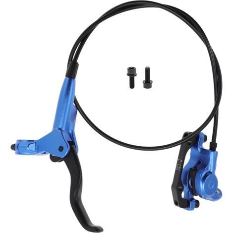 1 kit d'accessoires de frein pour vélo, comprenant un levier de frein en alliage d'aluminium, un levier de frein avant droit et un câble de frein de 850 mm pour vélo de route/VTT, bleu. (1/3)