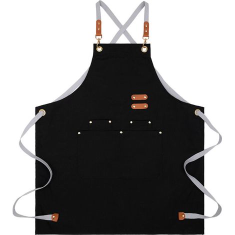 Grembiule da cucina in tela, impermeabile, unisex, grembiule da lavoro per bar e negozi di bubble tea - Crezuo