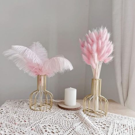 Herbe De Pampa - Fleurs Séchées Naturelles 40 Cm - Décoration Intérieure Bohème Pour Mariage Anniversaire Maison - 50 Pièces Rose (1/4)