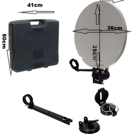 Kit Parabole Camping Car - MICRO - 37Cm - Réception Satellite - Blanc