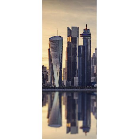 Panneau mural douche en alu-composite VIPANEL - Paysage Urbain Décor Skyline Doha - Finition Brillant - 100x255cm (1/5)
