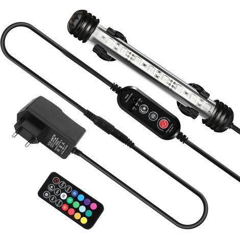 SWANEW Lampada LED per acquario - Lampada a cambio colore con telecomando colorato - IP67 RGB - 18 5 cm (1/5)