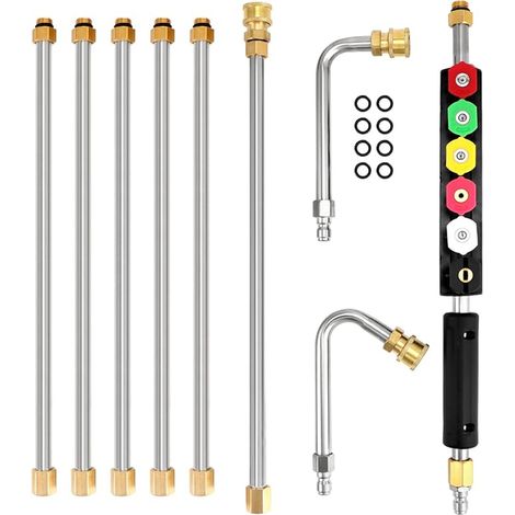 Barres d'extension pour nettoyeur haute pression, 6 embouts de buse, raccord rapide 1/4", accessoires de lavage