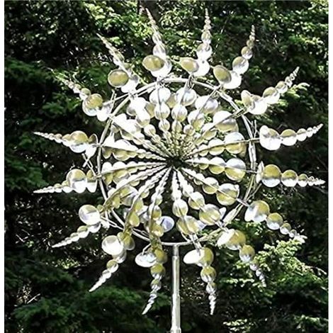 Kinetische Skulptur: Einzigartige Metallwindmühle, magische Windmühle mit Garten und Edelstahl-Gartenwirbeln für die Terrassendekoration (1/5)