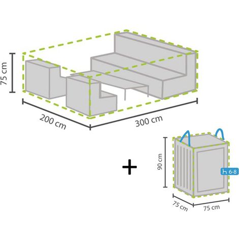 Schutzhülle Abdeckung L 300x200cm für Garten Lounge Set + Hülle für 6-8 Kissen (1/5)