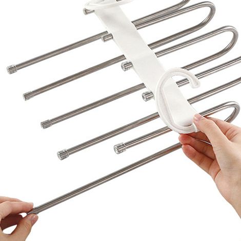 Cintre à pantalon pliable blanc, multifonctionnel et multicouche. (1/5)