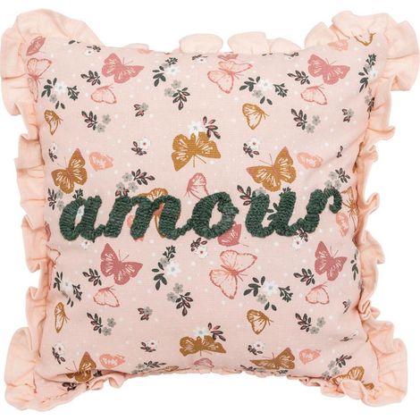 Coussin Enfant Amour "Alina" 40x40cm Rose (1/3)