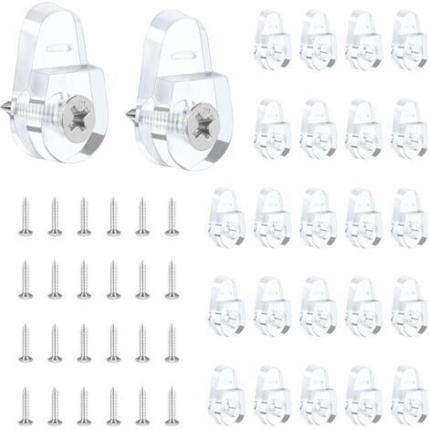 Set di 25 clip di fissaggio per specchi, ganci rotondi per specchi da parete, kit di clip di fissaggio per vetro, clip di montaggio in plastica trasparente con viti per specchi da parete e da porta