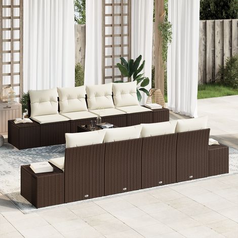 Garden Sofa Set with Cushion 7 pcs Brown and cream Poly Rattan vidaXL (1/5)