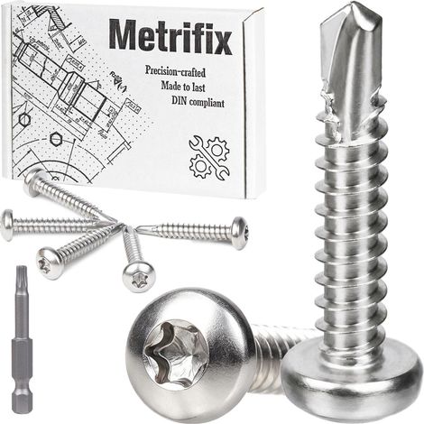 35 Pièces Vis Autoforeuse Inox 4,8 x 45mm Vis Torx Tête ronde (1/5)