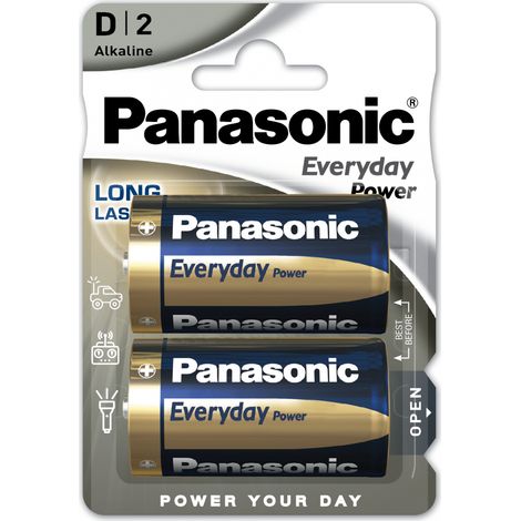 Panasonic - Pile alcaline blister x2 Panasonic Everyday Power LR20 - D 1.5V 19.7Ah