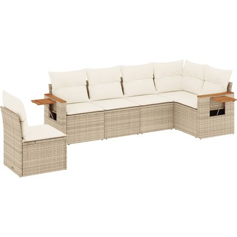 Maison Exclusive - Salon de jardin avec coussins 6 pcs beige résine tressée (1/3)