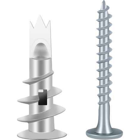 50PCS Vis et Chevilles Métal, Cheville pour Plaques de Plâtre, Chevilles Auto Foreuses, Cheville Placo avec Vis, Cheville Carreau de Platre, pour Les Fixations de Plaques de Plâtre DIY (1/5)