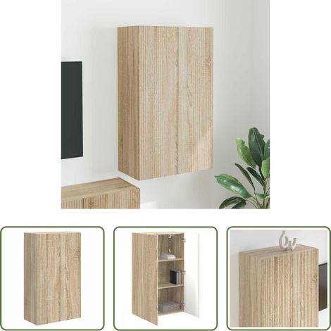 Holzwerkstoff - TV-Wandschrank Sonoma-Eiche 59,5 x 31 x 100 cm Holzwerkstoff (1/5)