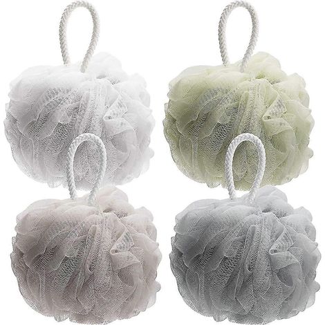 Éponges de douche et de bain, luffas de douche pour le corps, homme et femme, salle de bain - Lot de 4 (1/5)