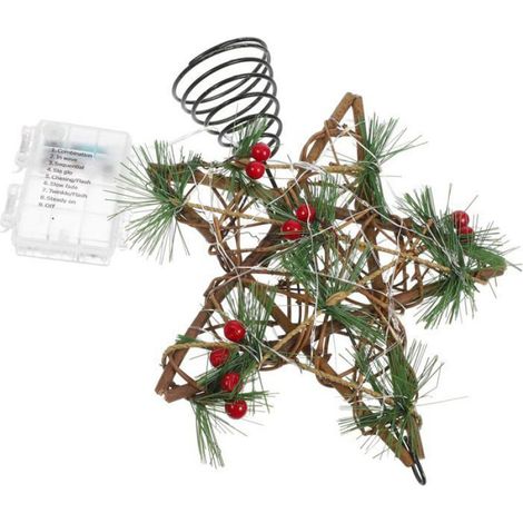 Étoile de sapin en bois avec LED - - 25x20x6cm - Décoration lumineuse de Noël (1/4)