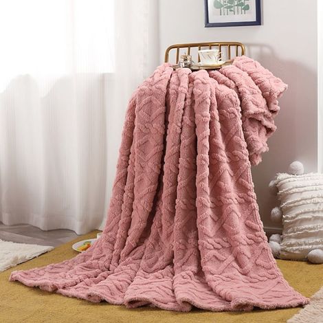 Couverture chaude en peluche lavable en machine pour canapé et lit, couverture pour chambre à coucher, 180X200CM pink (1/2)