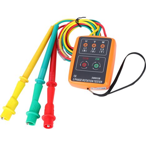 Indicateur de Séquence de Rotation Triphasé SM-852B 60V-600V AC, Testeur de Phase 20Hz-400Hz (1/5)