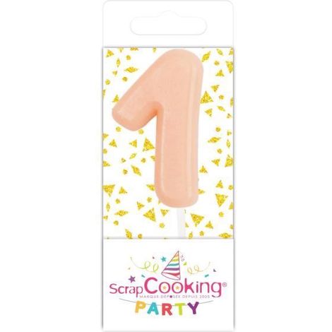 Bougie - SCRAP COOKING PARTY - Mini Bougie - Personnalisable - Décoration de gâteau - Blanc
