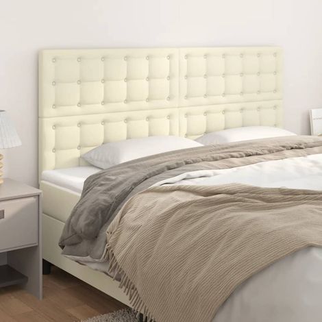 Cabecero de cama color crema 160x5x118/128 cm Piel sintética vidaXL (1/5)
