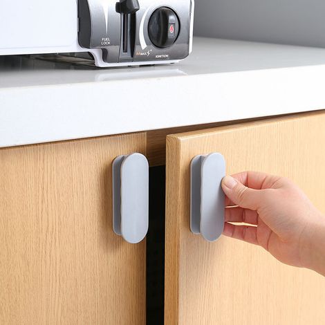 Set di 2 maniglie autoadesive grigie per porte di balconi e armadi: non è necessaria la foratura, installazione rapida, design esterno moderno.