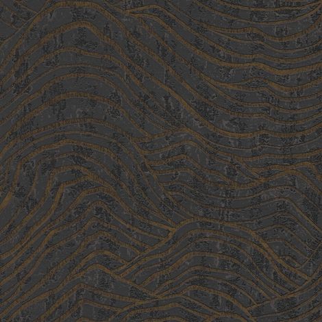 Papel pintado gráfico Profhome 395073 papel pintado no tejido texturado con dibujo abstracto y acentos metálicos negro plata 5,33 m2
