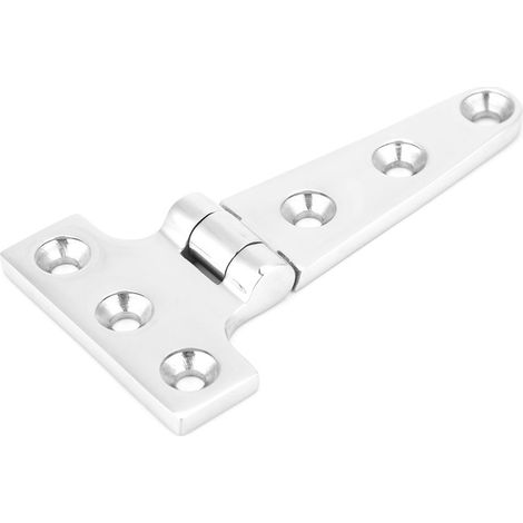 Paumelle en T pour porte vitrée d'armoire, ferrure inoxydable, fixation robuste, dimensions 100x54x4,8mm, lot de 2 pièces, quincaillerie de meuble, charnière acier inox. (1/5)