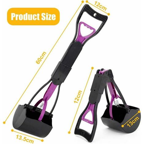 Green Mobility-Pelle RamasseCrottes Pliable pour Chien et Chat Pet Long Manche Pooper Scooper, Facile à Déjections Ramasse, Noir & Pourpre (Violet) (1/5)