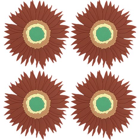 Maniques pour casseroles et poêles chaudes, accessoire de cuisine, maniques en silicone tournesol – lavables au lave-vaisselle (4 pièces) (Marron, Petit) (1/5)
