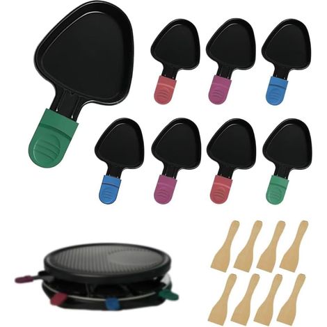 Lot de 8 poêlons à raclette antiadhésifs multicolores