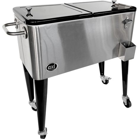 AXI – Glacière électrique inox 76L – Réfrigérateur mobile pour extérieur – Couvercle amovible et ouvre-bouteille intégré (1/5)