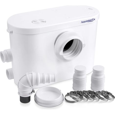 3 Broyeur Sanitaire 400W Pompe de Relevage 145L/min Distance de pompage verticale de 8 m avec 3 entrées pour les toilettes, l'évier et la machine à laver, avec filtre à charbon (1/5)