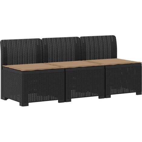 Maison Exclusive - 3-Sitzer Garten Sofa mit Kissen Rattan-Look PP (1/5)