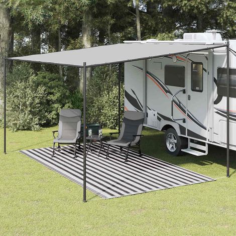 Tapis de sol pour tente 250x350 cm en polyéthylène haute densité – Anthracite et blanc, respirant, résistant aux intempéries, avec œillets (1/5)