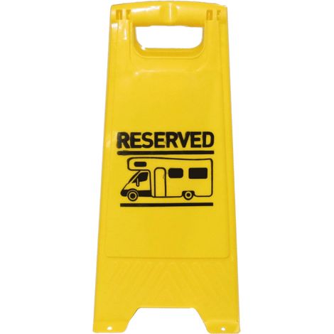 Yellow Motorhome Pitch Reserved Sign with Pegging Points - RV Board Caravan Peg (1/3)
