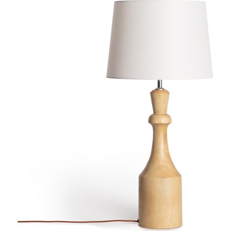 Tischlampe aus Holz Marala ILUZZIA Antikes Weiß (1/5)