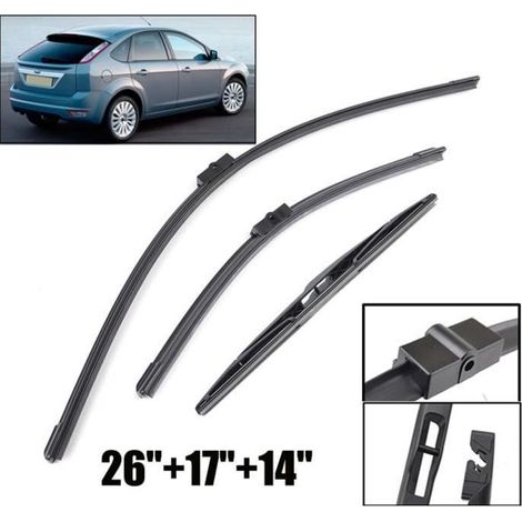 Satz mit 3 Scheibenwischerblättern für vorne und hinten für Ford Focus MK2 Schrägheck 2004-2011 (1/5)