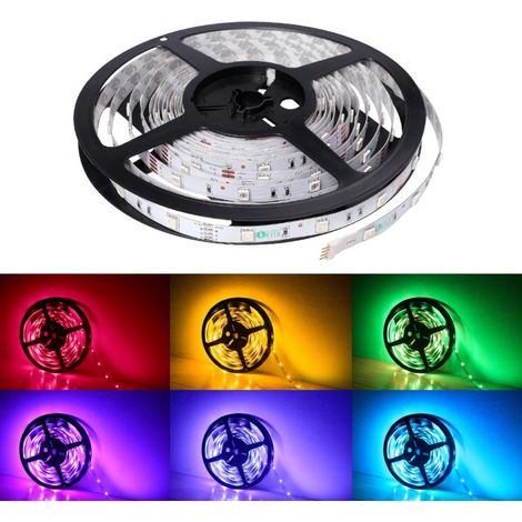 TrAdE Shop Traesio - Bobina Striscia Led 5050 Flessibile 5 Mt Adesiva Luce Interno Esterno Ip65 Strip - -RGB - (1/2)