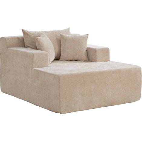 Canapé modulaire en tissu chenille beige clair avec mousse haute élasticité 30D et base antidérapante (1/5)