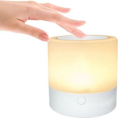 Lampe de Chevet Tactile, Veilleuse LED Lampe de Table avec 7 Couleur Réglable et Changeante et 6 Intensité Lumière Rechargeable Lampe led avec Fonction de Mémoire pour le Salon Chambre Camping (1/5)